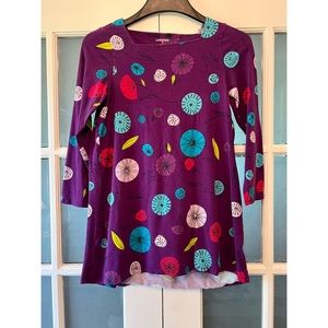 LANDS’ END GIRLS LONG SLEEVE PURPLE FLORAL DRESS 💜🌸